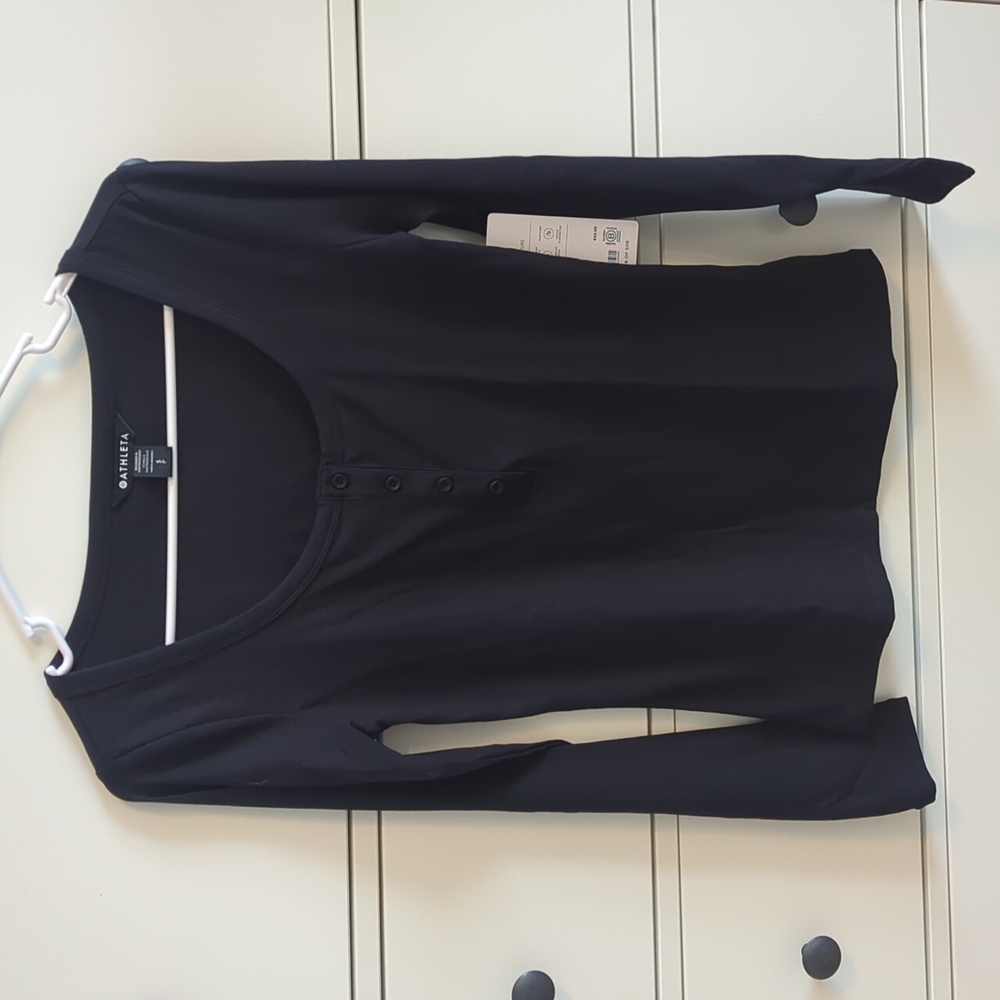 Athleta Signature Rib Henley Top - Small